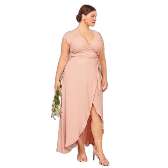 Reformation Chamomile Dress Women's size 2X NWT Blush True Wrap Maxi Gown